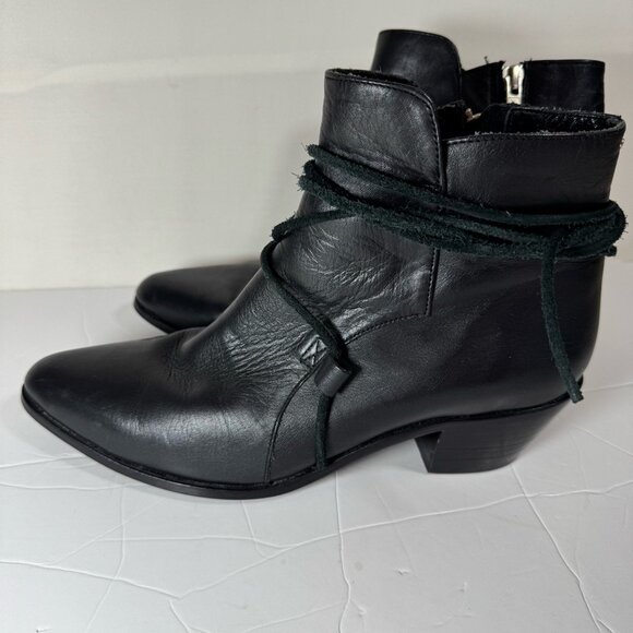Cartel Leather Western Ankle Boots Women 8 Black Booties Capsule Boho Chic Fall - Picture 5 of 11